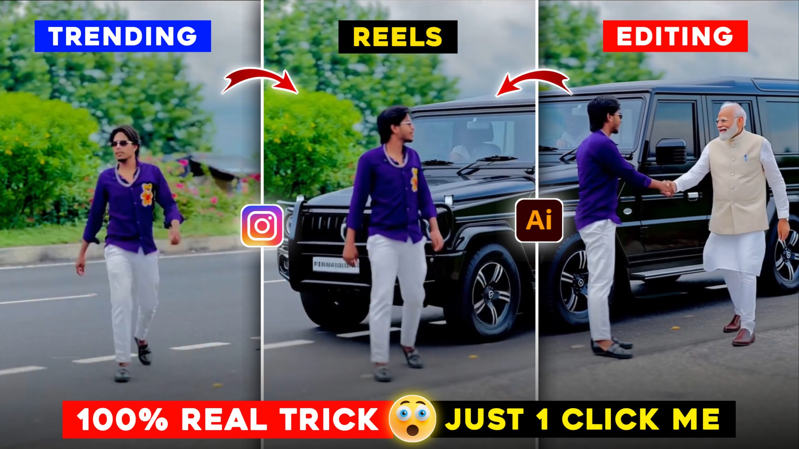 Ai Trending Modi Ji Car Reels Editing Prompt - Hailuo AI